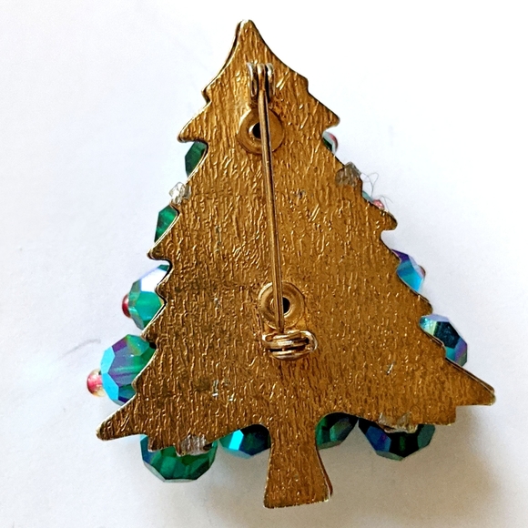 Vintage Aurora Borealis Christmas Tree Brooch Pin - Picture 2 of 5